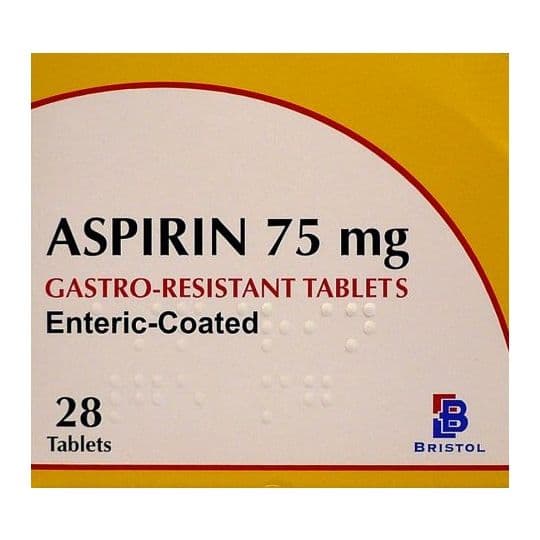Aspirin Tablets 75mg - 28 Gastro-Resistant Tablets (Brand May Vary)