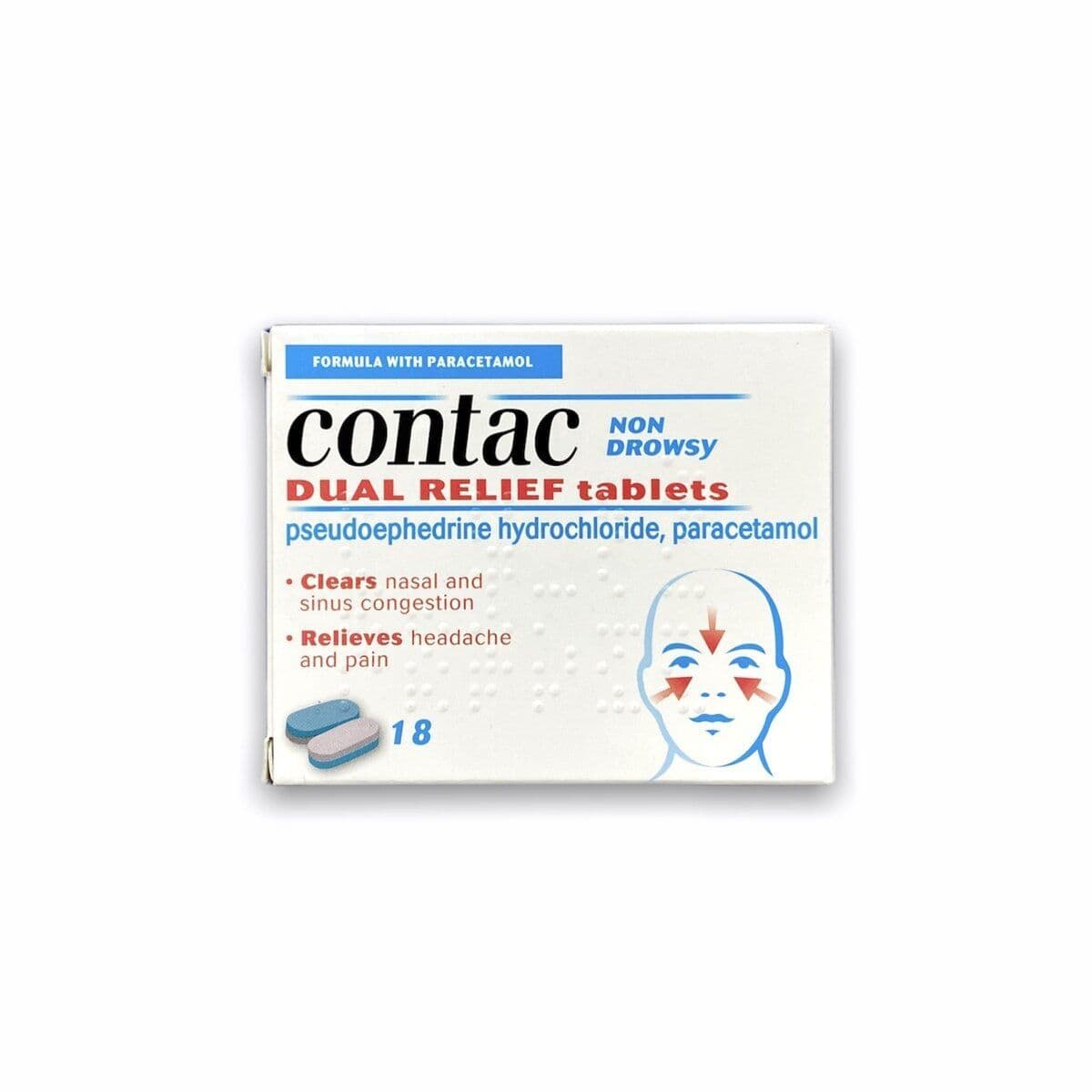 Contac Dual Relief Non-Drowsy - 18 Tablets — photo 1