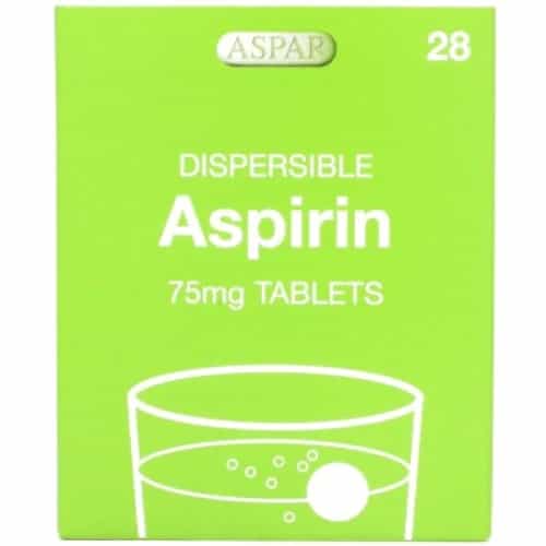 Aspirin Dispersible Tablets 75mg – 28 Tablets (Brand May Vary)