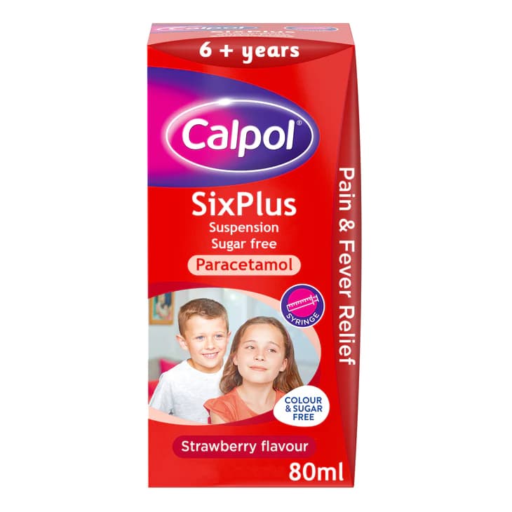Calpol SixPlus Sugar Free Suspension Strawberry Flavour - 80ml — image 1 of 1