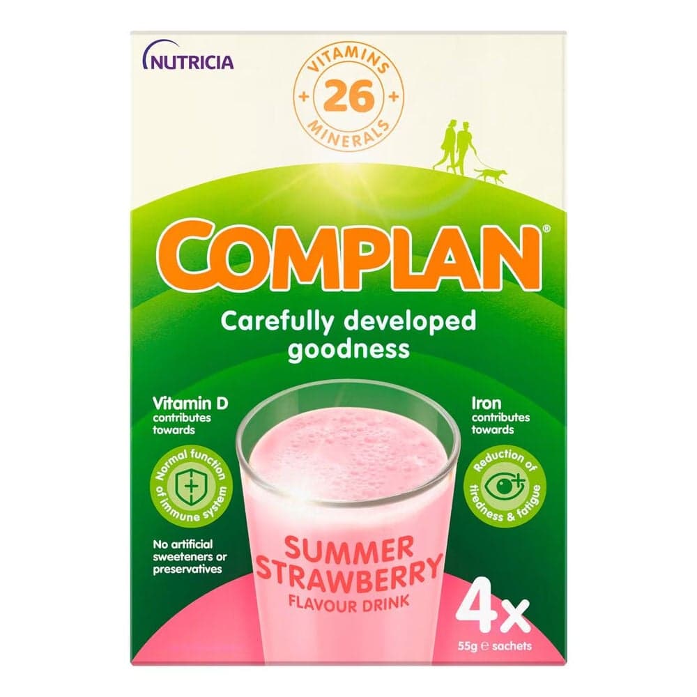 Complan Shake Strawberry Flavour Sachets - 4 x 57g