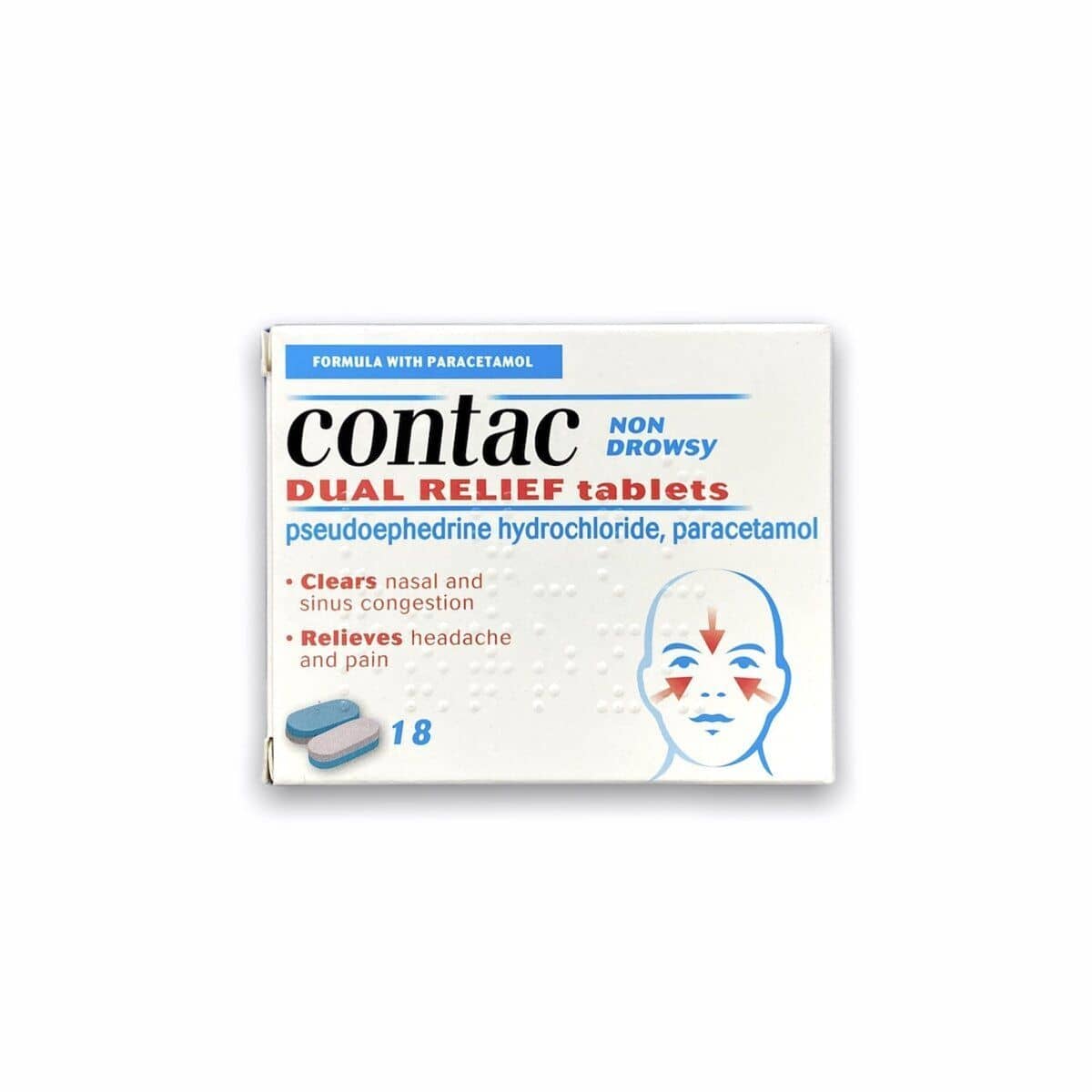 Contac Dual Relief Non-Drowsy - 18 Tablets - photo 1 of 1