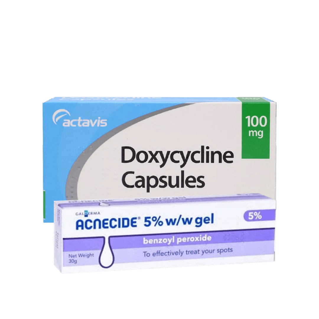 Doxycycline 100mg Capsules (84 Capsules) and Benzoyl Peroxide Gel(30G) — image 1 of 1