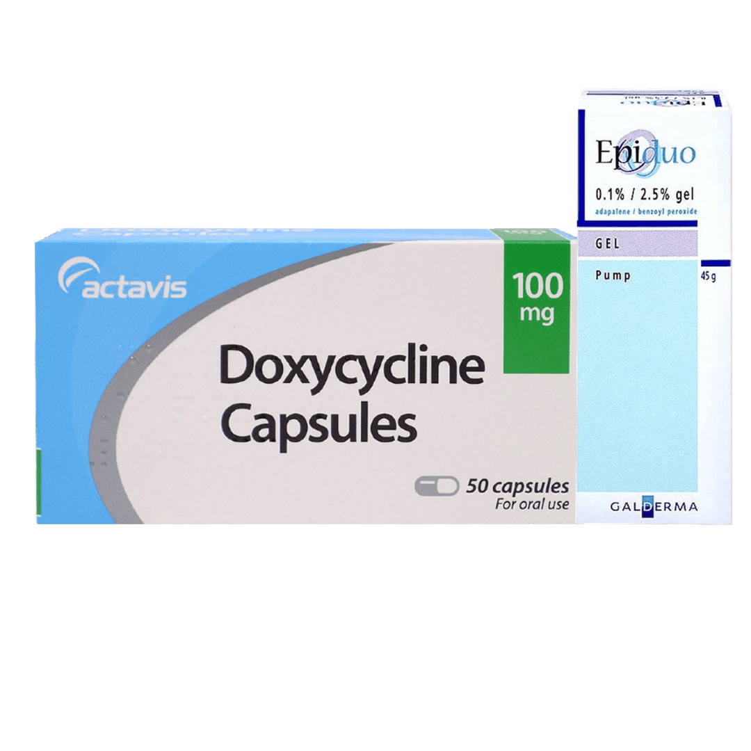 Doxycycline 100mg Capsules (84 Capsules) and Epiduo Gel (45g) — image 1 of 1
