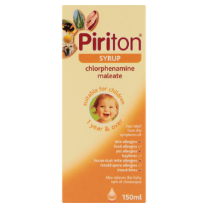 Buy Piriton Syrup Online UK Next Day Delivery 150ml spc Liquid Dose