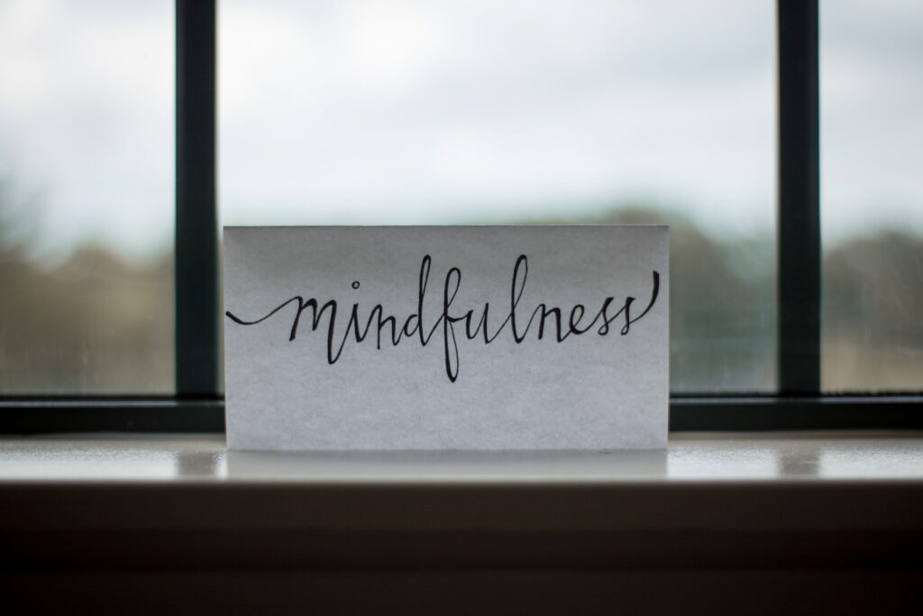 A piece of paoer with mindfulness written on it
