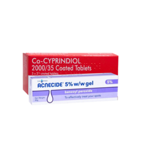 Co-cyprindiol (63 Tablets) and Benzoyl Peroxide gel (30g)