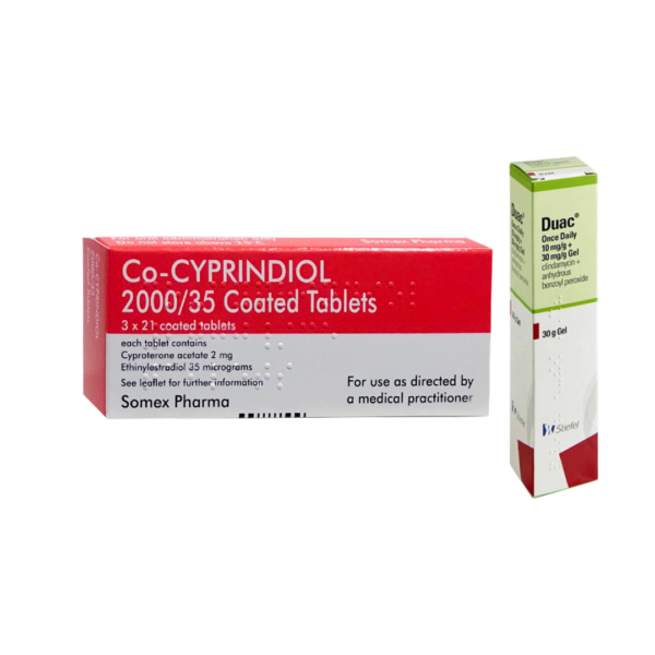 Co-cyprindiol (63 Tablets) and Duac Once Daily Gel 3%