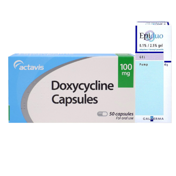 Doxycycline 100mg Capsules (84 Capsules) and Epiduo Gel