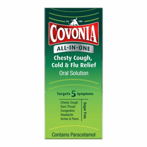 Buy Covonia All-In-One Chesty Cough, Cold & Flu Relief Oral Solution - 160ml Online