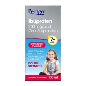 Perrigo Ibuprofen Childrens Strawberry Flavour 200mg/5ml Oral Suspension - 100ml